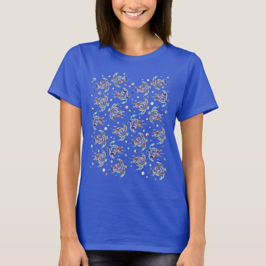 Shamanic Sea Turtles Pattern + your backgr. color T-Shirt (Vorderseite)