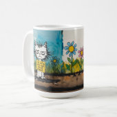 Shamed Cat Sign Funny Phrase Niedlicher Cartoon Kaffeetasse (Vorderseite Links)