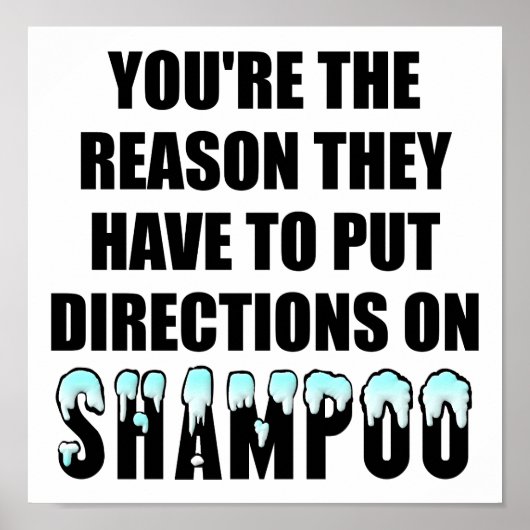 Shampoo Directions Funny Poster (Vorne)