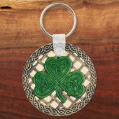 Shamrock And Celtic Knots Keychain Beige Schlüsselanhänger (Vorderseite)