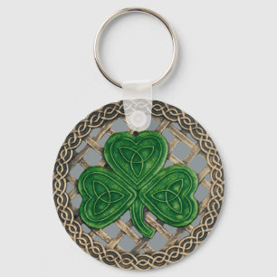 Shamrock And Celtic Knots Keychain Gray Schlüsselanhänger