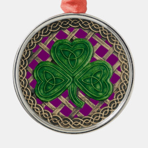 Shamrock And Celtic Knots Ornament Purple Aus Metall