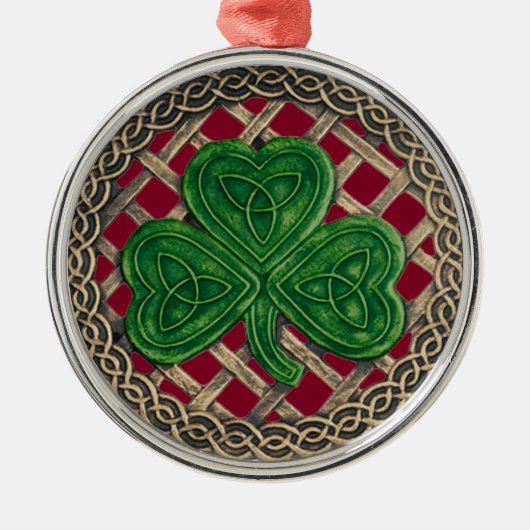 Shamrock And Celtic Knots Ornament Red (Vorne)
