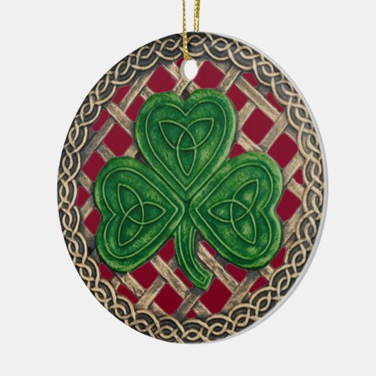 Shamrock And Celtic Knots Ornament Red (Links)