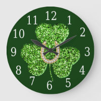 Shamrock And Horseshoe Clock