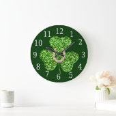 Shamrock And Horseshoe Clock Große Wanduhr (Zuhause)