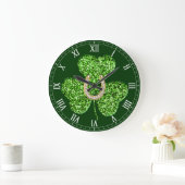 Shamrock And Horseshoe Roman Numeral Clock Große Wanduhr (Zuhause)