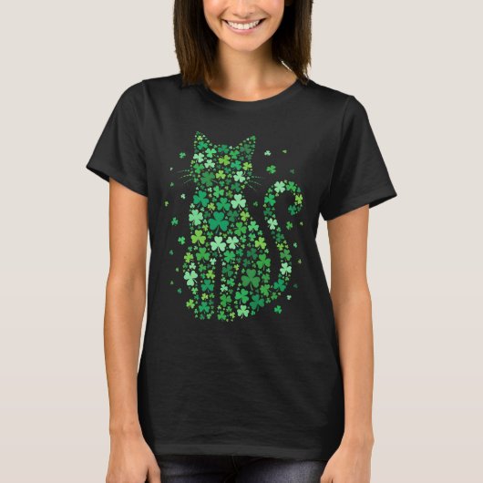 Shamrock Cat St Patricks Day Funny Irish Cats T-Shirt (Vorderseite)