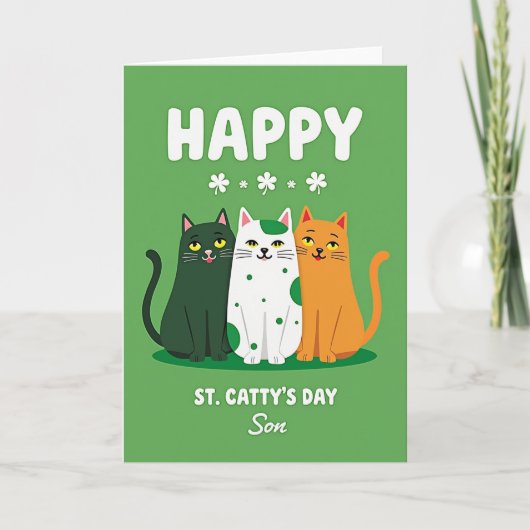 Shamrock Cats Happy Sons Day Card Karte (Vorderseite)