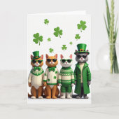 Shamrock Cats Pattern Holiday Card Karte (Vorderseite)