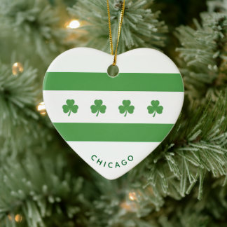 Shamrock Chicago Flag Keramik Ornament