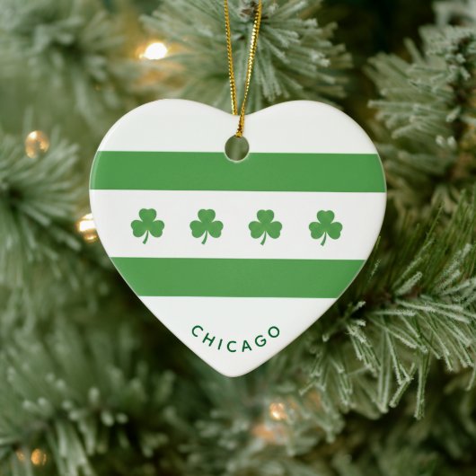 Shamrock Chicago Flag Keramik Ornament (Baum)