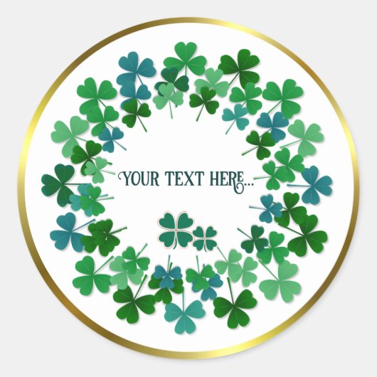 Shamrock Circle Custom Text Classic Round Sticker (Vorderseite)