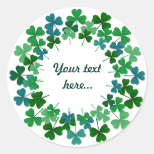 Shamrock Circle  Custom Text Runder Aufkleber