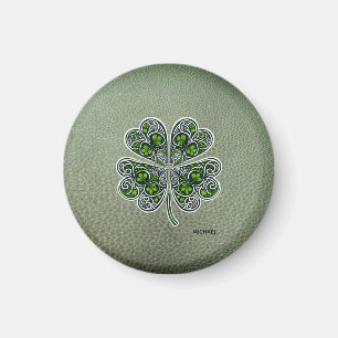 Shamrock Colover St.Patrick`s Day Grüne Ledertasch Magnet