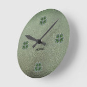 Shamrock Colover St.Patrick`s Day Grüne Ledertasch Runde Wanduhr (Winkel)