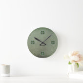 Shamrock Colover St.Patrick`s Day Grüne Ledertasch Runde Wanduhr (Zuhause)