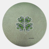 Shamrock Colover St.Patrick`s Day Grüne Ledertasch Runder Aufkleber (Vorderseite)