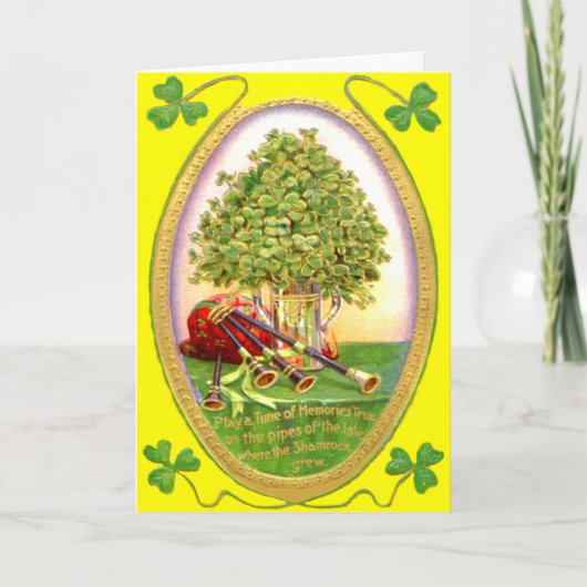 Shamrock Dudelsack Gold Grün Karte (Vorderseite)