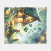 Shamrock Fairy Cottage Glow Fleecedecke (Vorderseite (Horizontal))