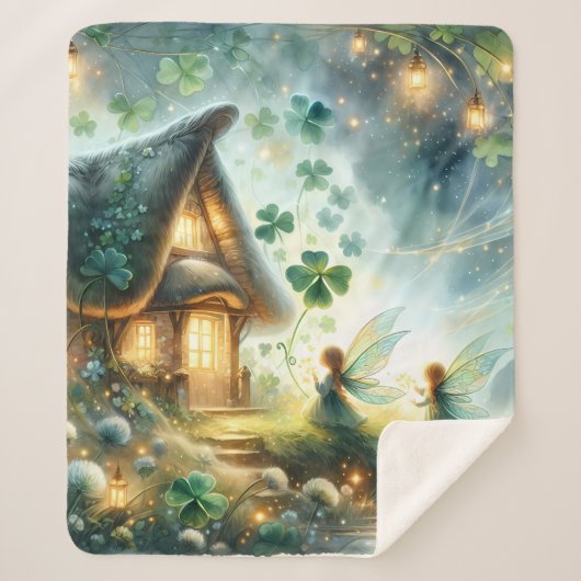 Shamrock Fairy Cottage Glow Sherpadecke (Vorderseite)