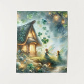 Shamrock Fairy Cottage Glow Wandteppich (Vorderseite)