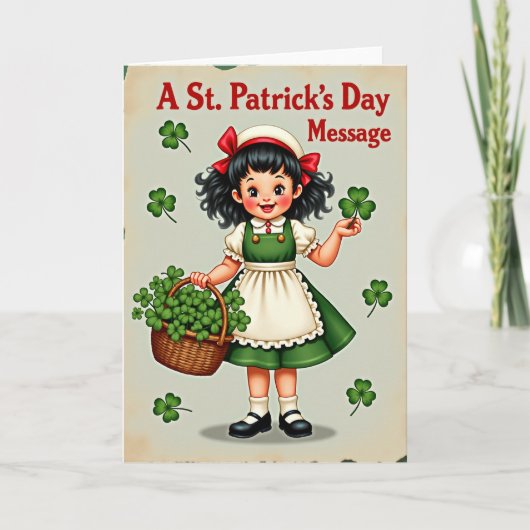 Shamrock Girl Vintage Style Card Karte (Vorderseite)