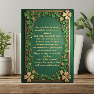 Shamrock Gold Irische Segenswünsche für Hochzeit u Fotoplatte
