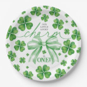 Shamrock Green Bow Lucky Charm 1st Birthday Pappteller (Vorderseite)