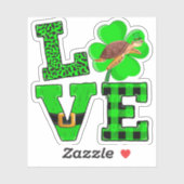 Shamrock Green Plaid Love Sea Turtle St Patrick'S Aufkleber (Blatt)