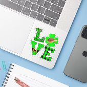 Shamrock Green Plaid Love Sea Turtle St Patrick'S Aufkleber (Laptop mit iPhone)