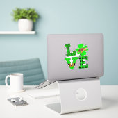 Shamrock Green Plaid Love Sea Turtle St Patrick'S Aufkleber (Laptop auf Schreibtisch)
