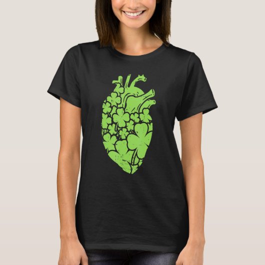 Shamrock Hear Cardiac Nurse St Patricks Day Anatom T-Shirt (Vorderseite)
