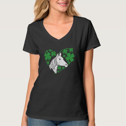 Shamrock Heart Horse C St Patricks Day Irish Love  T-Shirt (Vorderseite)