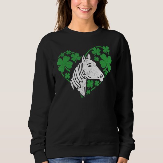 Shamrock Heart Horse Clover St Patricks Day Irish  Sweatshirt (Vorderseite)