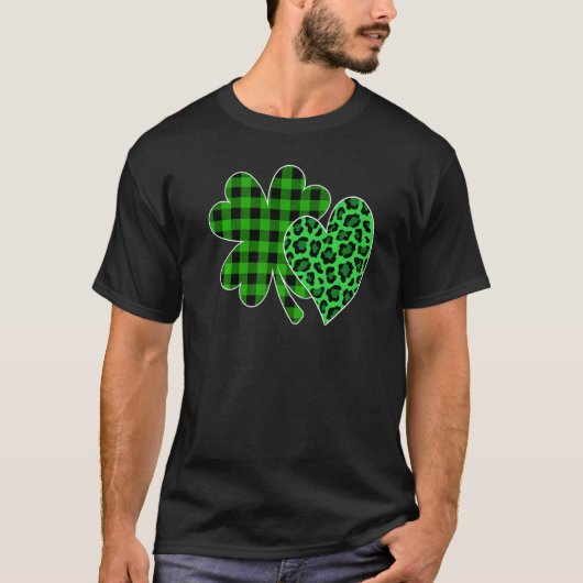 Shamrock Heart Leopard Buffalo St Patricks Day Men T-Shirt (Vorderseite)