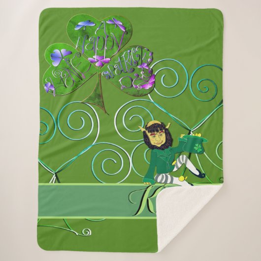 Shamrock-Lettering & Leprechaun Sherpadecke (Vorderseite)