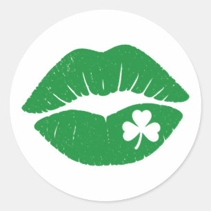 Shamrock Lips küssen mich am St. Patrick's Day Runder Aufkleber