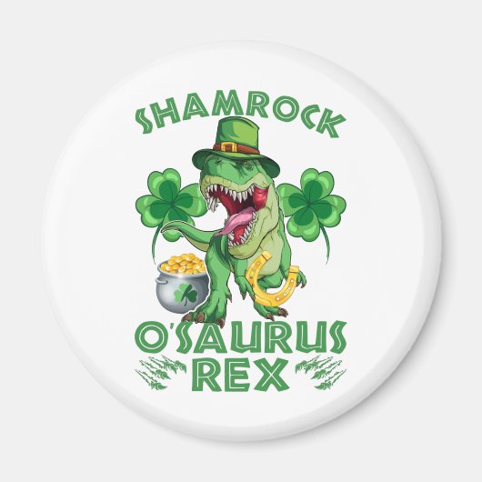 Shamrock O'saurus Rex St. Patrick’s Day Magnet (Vorne)