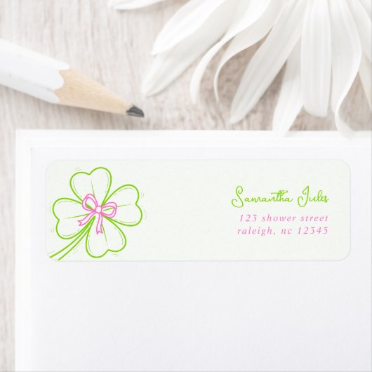  Shamrock Pink Green  Bridal Shower Return Address (Insitu)