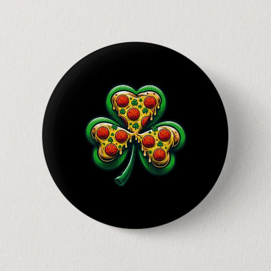 Shamrock Pizza St. Patrick's Day Irisches Fast Foo Button (Vorderseite)