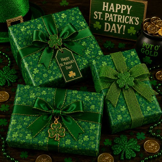 Shamrock-Regen Geschenkpapier Set