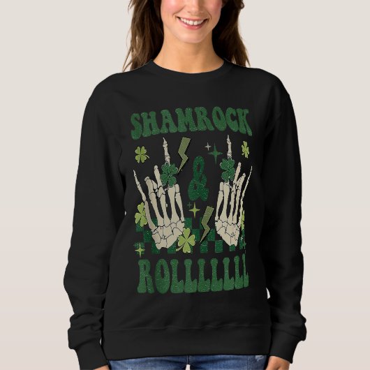 SHAMROCK & ROLLLLLL Heavy Metal Punk Rock St Patri Sweatshirt (Vorderseite)