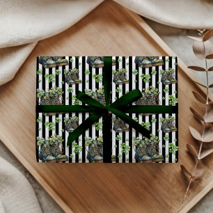 Shamrock-Schuhe Klassisch Schwarz Weiß Gestreift Geschenkpapier