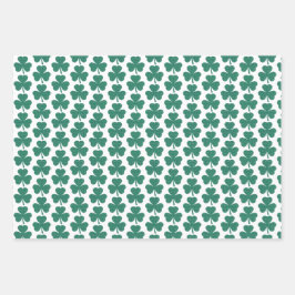 Shamrock Shape Plaid Classic Green Geschenkpapier Set