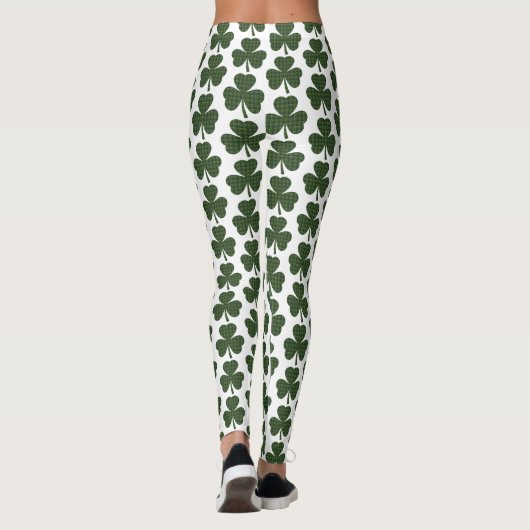 Shamrock Shape Plaid Dark Green Leggings (Rückseite)