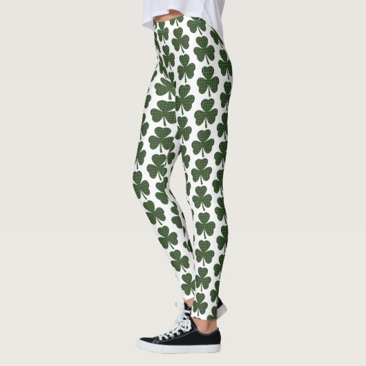 Shamrock Shape Plaid Dark Green Leggings (Links)