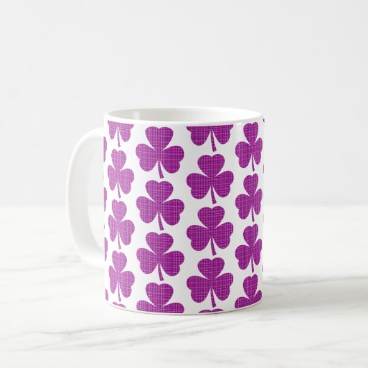 Shamrock Shape Plaid Pink Purple Kaffeetasse (Vorderseite Links)