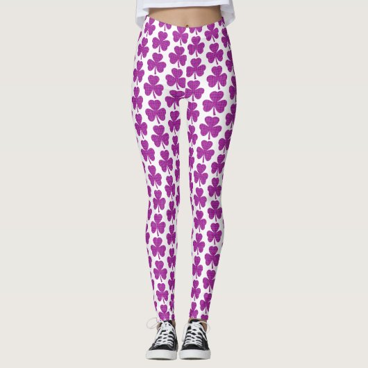 Shamrock Shape Plaid Pink Purple Leggings (Vorderseite)