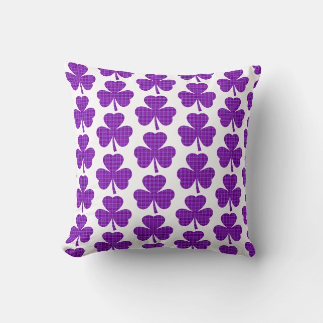 Shamrock Shape Plaid Purple Kissen (Vorderseite)